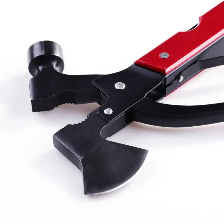 Stainless Steel Outdoor Portable Multi-Function Tool Camping Axe Safety Hammer Pliers Corkscrew Knife