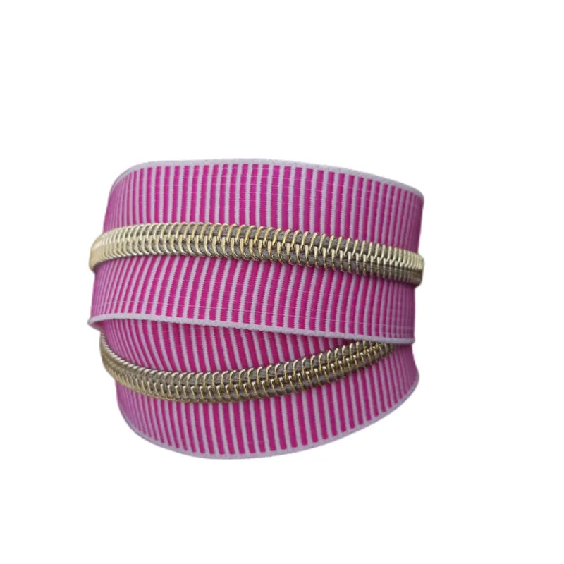 #5  rose red stripe nylon zipper