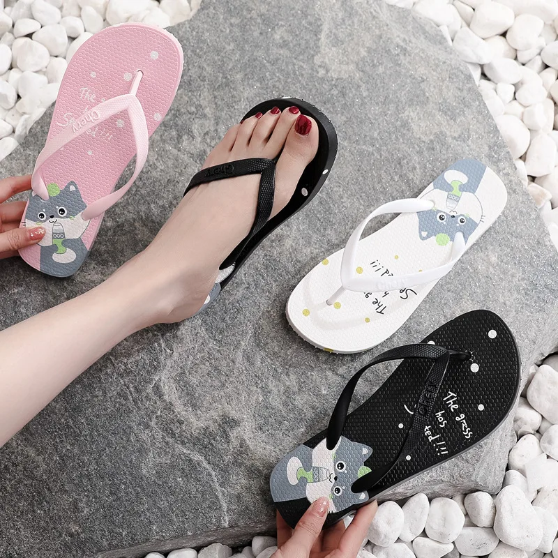 2023 Summer Non Slip flip-flops slippers Beach Sandals Casual PVC Soft Sole Shoes Women Flip Flops Comfort Flat Sandals