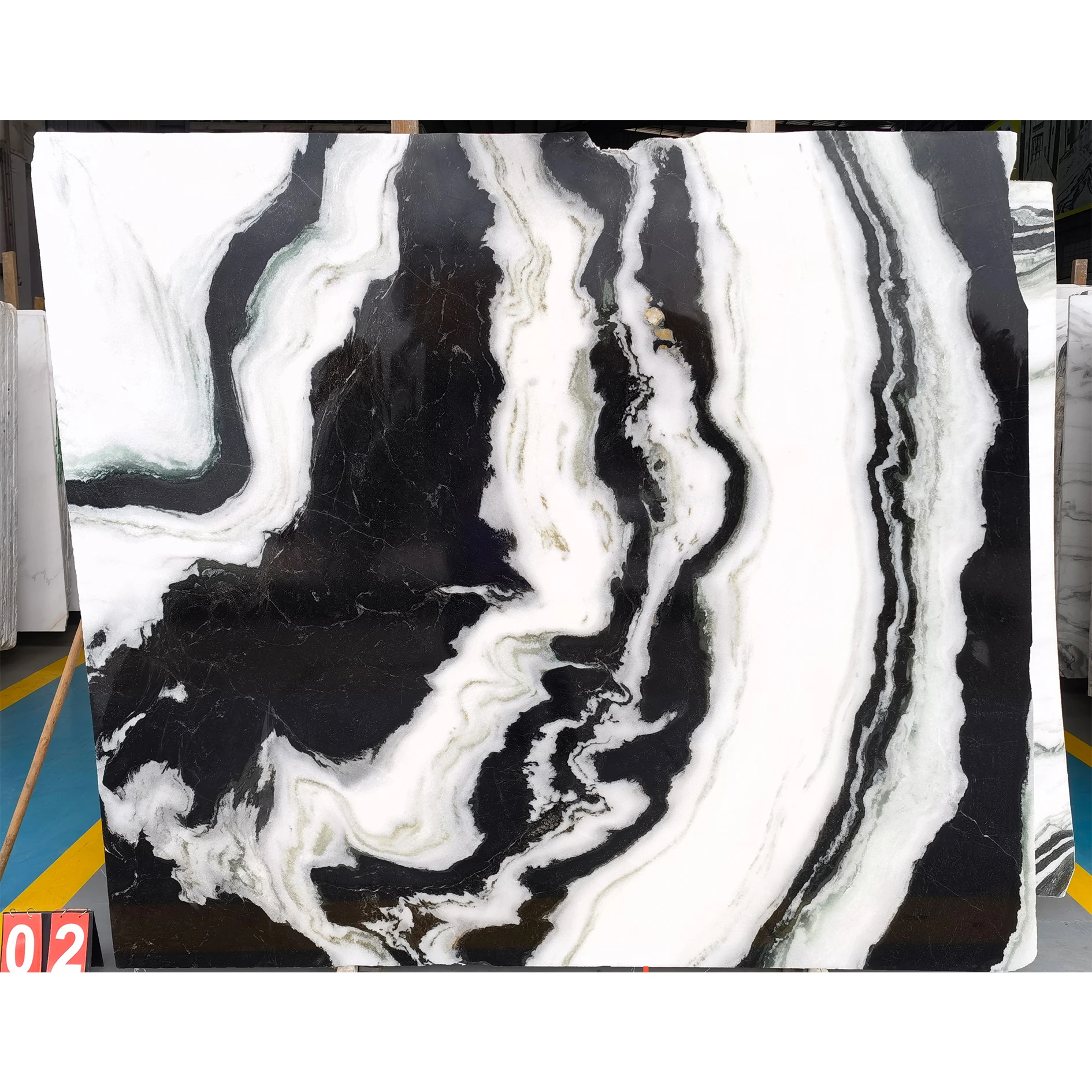 Natural Panda White Marble Slab Black and White Texture Kitchen Countertop Style Chinese Ink Wash Reception Desk Top Stairs Step