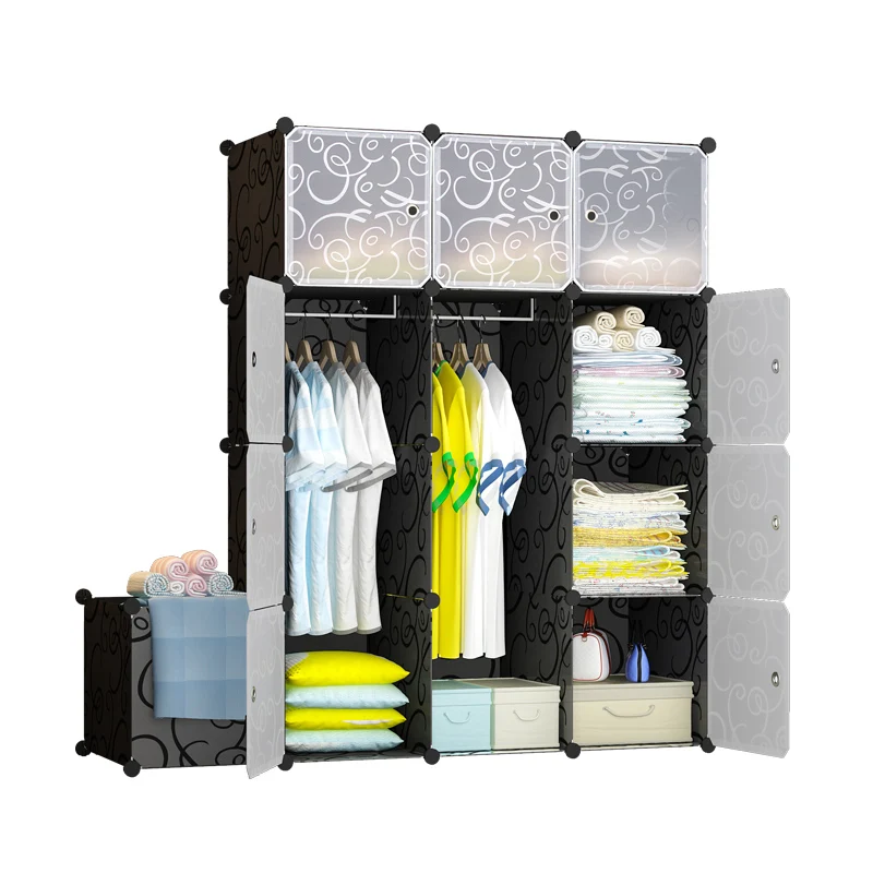 Fashion Modern Plastic Wardrobe Stackable 20 Doors With Shoe Rack,Combination Armoire, Kids Modular Cabinet for Hanging Clothes