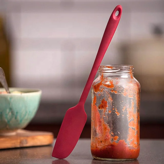 Seamless Series Long Handle Silicone Jar Spatula BPA Free Silicone Scraper for  Blenders