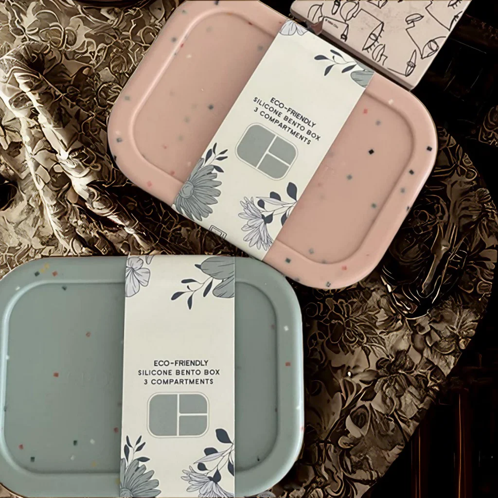 Custom BPA-Free Insulated Silicone Lunch Box Set 3 Compartment Thermo Bento Box Kids Microwavable Heatable Food Container School