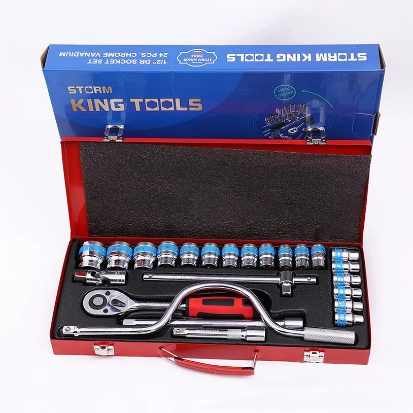 24pc 1/2 Inch Socket Set Professional Socket Set Chrome Vanadium Steel use for car repair tool box