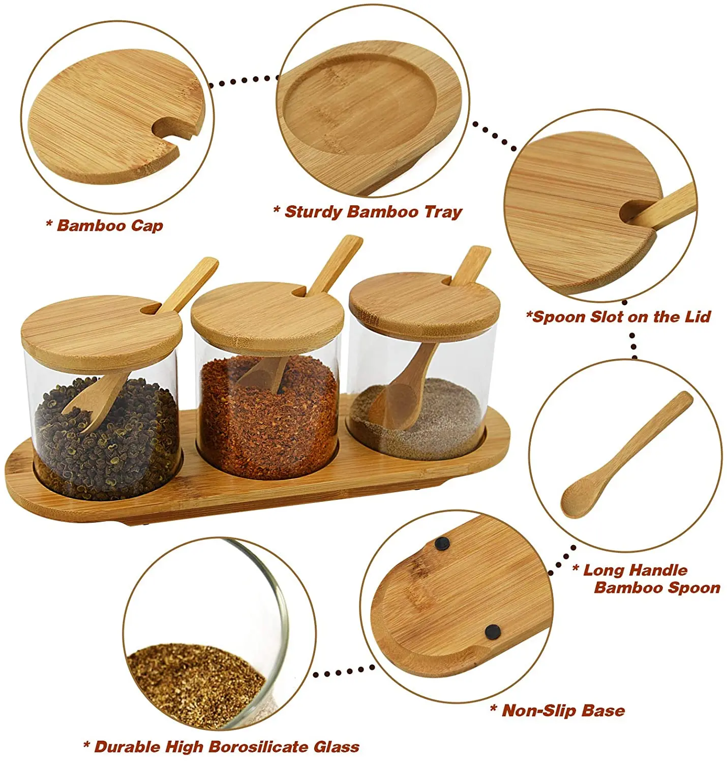 Amazon Hot sale Seasoning Seasoning Salt sugar spices pepper glass storage jar set