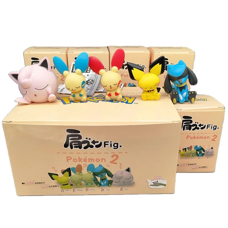 Pokemones Shoulder Figures Meowth Kata Zun Fig Sleeping Munchlax PVC Toys Rowlet Gengar Surprise Blind Box for Capsule Toys
