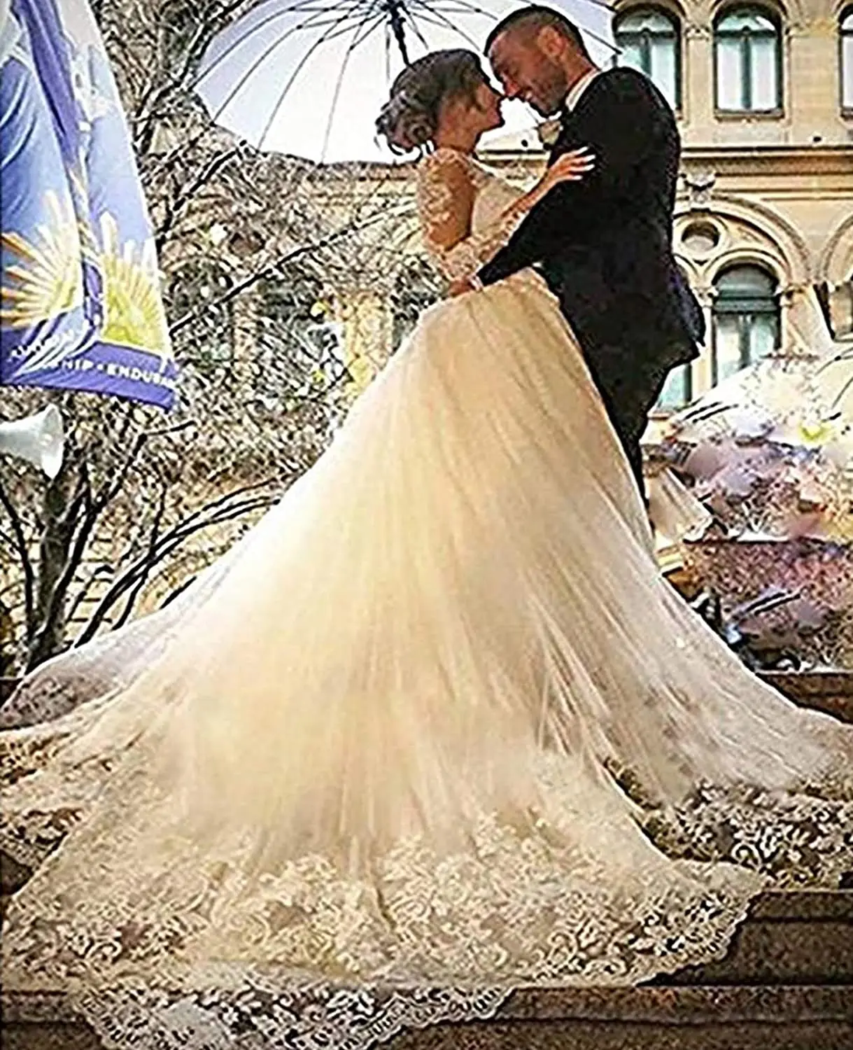 2022 Luxury Wholesale Elegant Women Long Sleeve Lace Sweep Train Vestido De Novia Mermaid Bridal Gowns Mermaid Wedding Dress