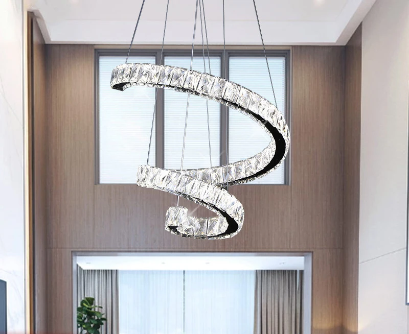 Modern and minimalist indoor living room exhibition hall  spiral shaped irregular crystal lamp