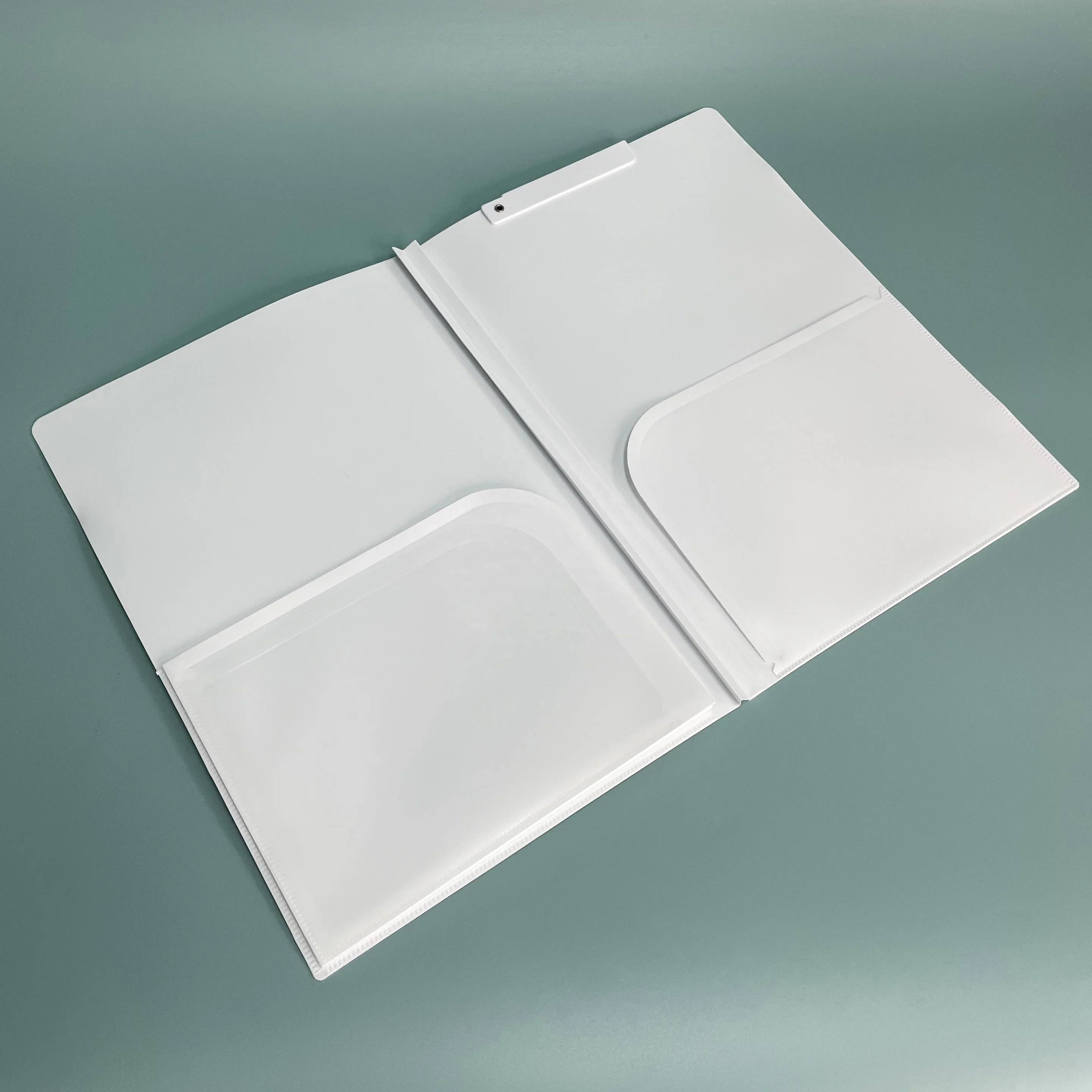 Eco friendly PP file folder White A4 plastic document folder with 2 template pockets PP plastic file binder for office