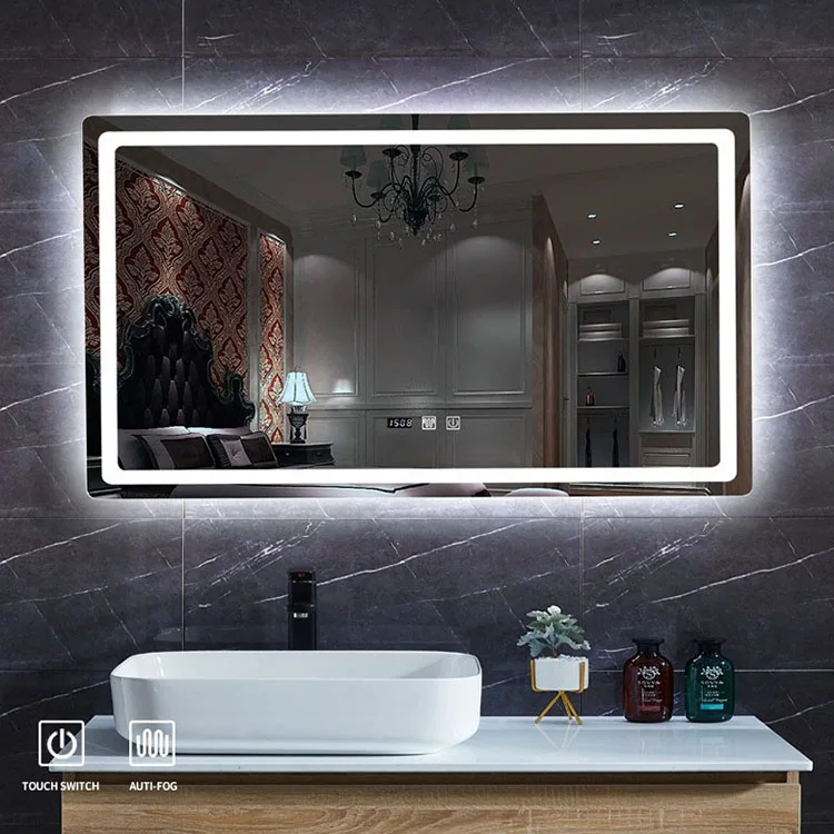 free samples smart led shower fogless hd rectangle glass mirror bathroom mirrors anti fog with wifi for shaving