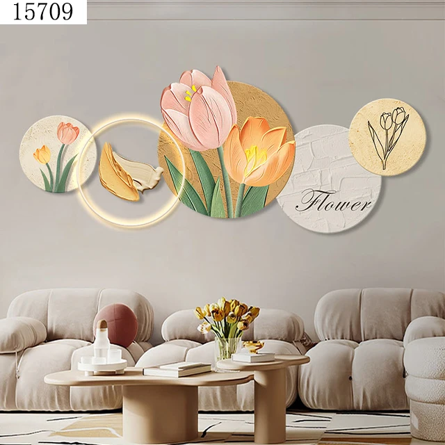 Room decoration items,  acrylic lotus diamond painting laser engraving crystal porcelain painting wall art home decoration