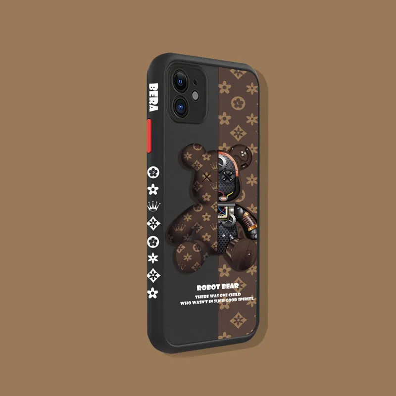 brand mechanical bear case for iphone 14 13 12 11 Pro Max XR X XS 7 8 Plus funny silicone cover