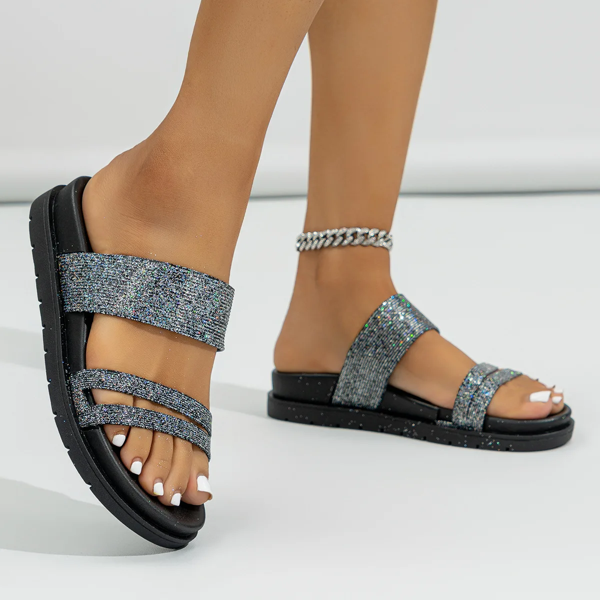 Girls Diamond Beach Home Slippers Casual Trend Breathable Sandals for Women with  Anti-Slip & Massage Summer Spring Slippers