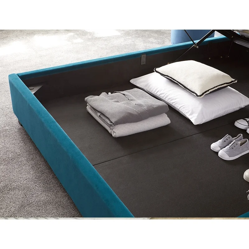 Modern king size velvet ottoman bed frame with storage