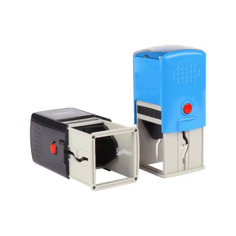 Square 40*40mm size office use laser text pre inked self inking rubber stamp.