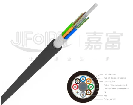 Outdoor GYXTW aerial FRP strength menber loose tube armored black fibre optical cable 2 4 6 8 12cores singlemode MM cable fiber