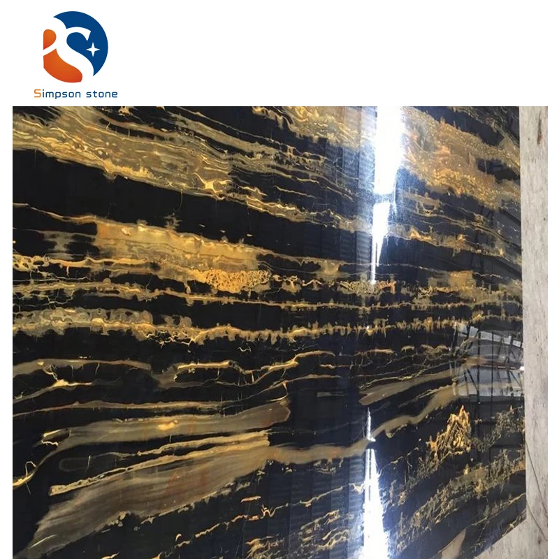Excellent Choice Italy Golden Flower Portoro Marble Price cheap black  Gold  For Interior Decoration slab