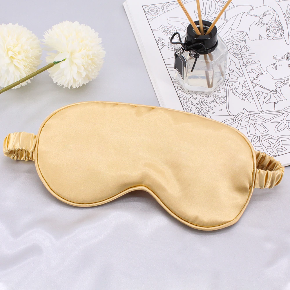 2022 new Cheap  luxury black travel soft cooling custom silky silk satin sleep eye mask
