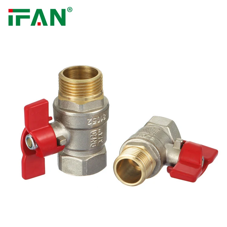 IFAN Factory 1/2 Brass Ball Valve PN25 Brass Water Valve Red Butterfly Handle 81052FM Brass Ball Valve