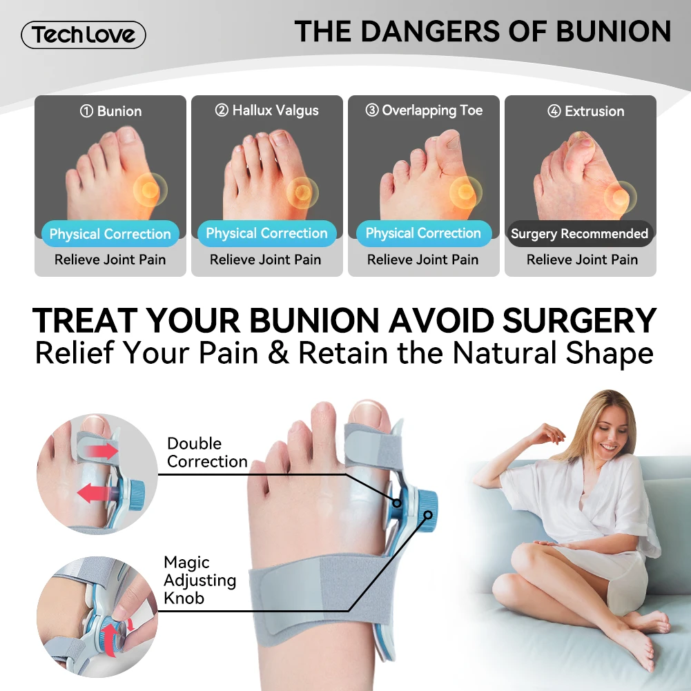 Tenicore Big Toe Straightener Splint Bunion Corrector Hallux Valgus Orthopedic Bunion Toe Straightener Joints Fixation Brace