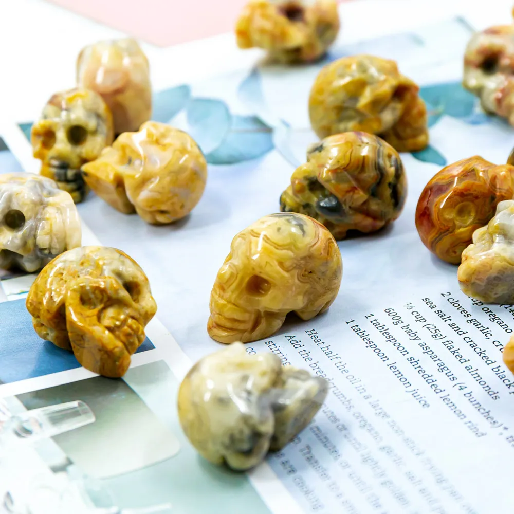 Wholesale Nature Gemstone about 1 inch Crazy Lace Agate Mini Crystal Skulls For Feng Shui