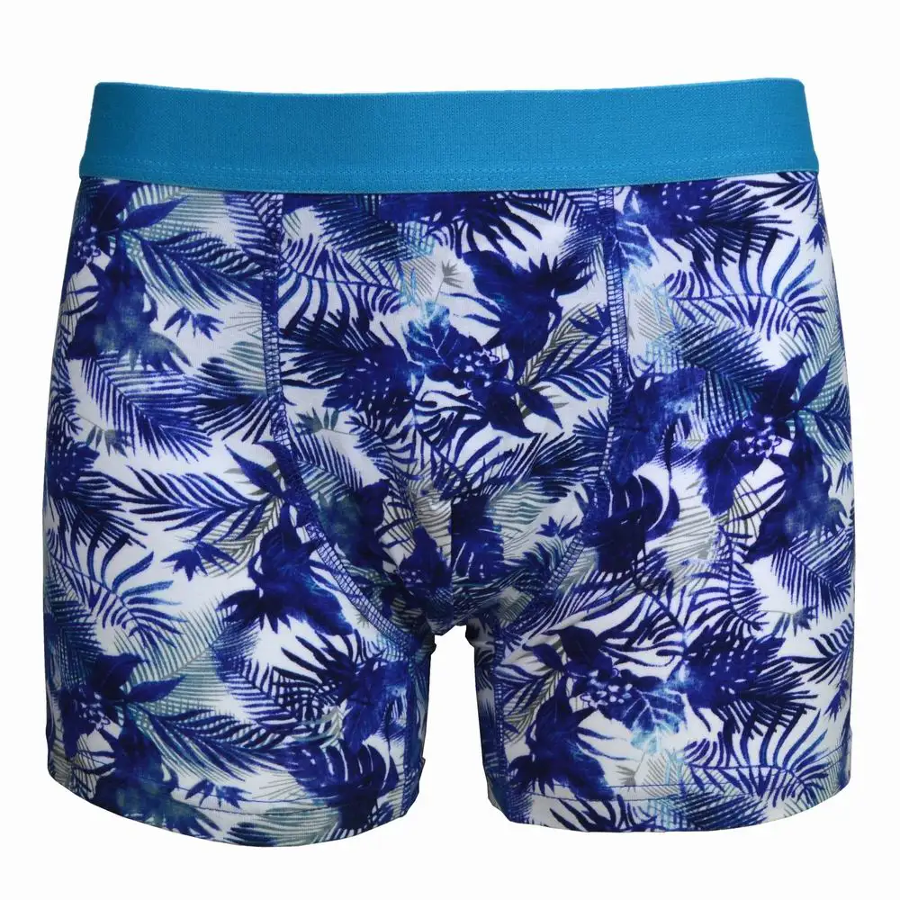 Floral Print Boxer Briefs Customize Private Brand Undergarments Logo On Waistband
