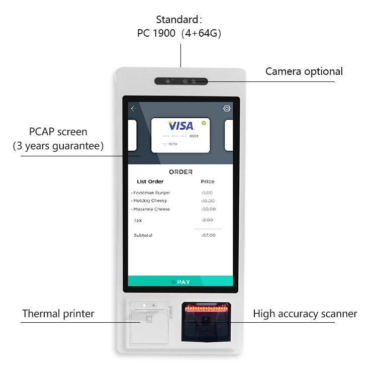 3 года гарантии умный сенсорный экран оплата библиотека супермаркет rfid кардридер автооформление заказа киоск для продажи в