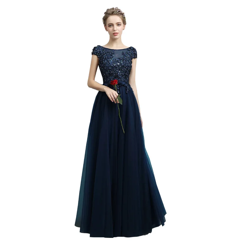 Luxury Navy Blue bride satin gown Beautiful Petals Marriage gowns for brides maid bride wedding dress gowns