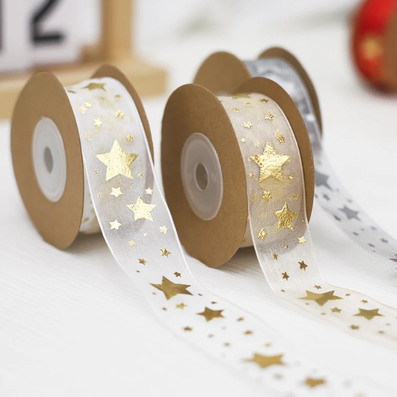 JAYWOOD Red Organza Christmas Handmade Ribbon Christmas Decoration Ribbon