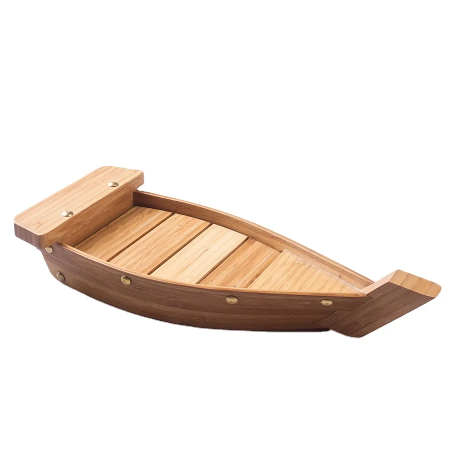 Manufacture Disposable Sushi Boat Plate Wooden Sushi Serving Boat