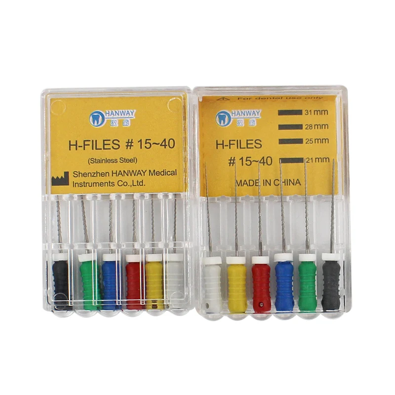 6Pcs/box Dental H-files Endodontic Root Canal Hedstroem File (hand Use) 21/25/31mm Sst Endo Files Instruments Dentistry Products