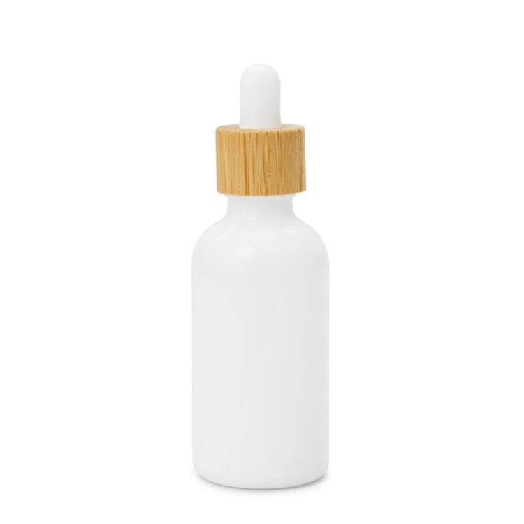 Porcelain Ceramic Glass Dropper Bottle Lid Essential Oil Bottle White with Bamboo Lh Unique Luxury Cosmetic Packaging 100pcs