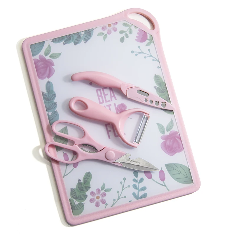 
Plastic with Knife Mat Set 3 Baord Chopping Scissors with Cutting Multi Purpose Food Cutting Board With Knife 
