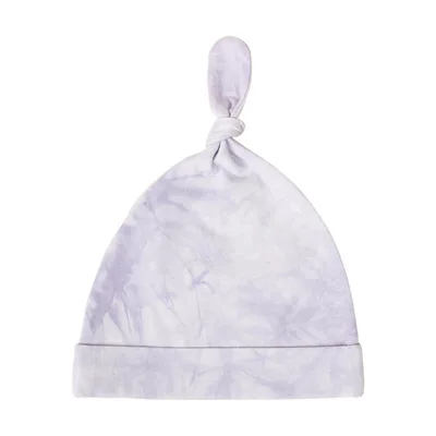 Toddler tie dye cotton baby hats caps top knot wholesale soft fabric warm rainbow hospital baby beanie turban hat for baby girl