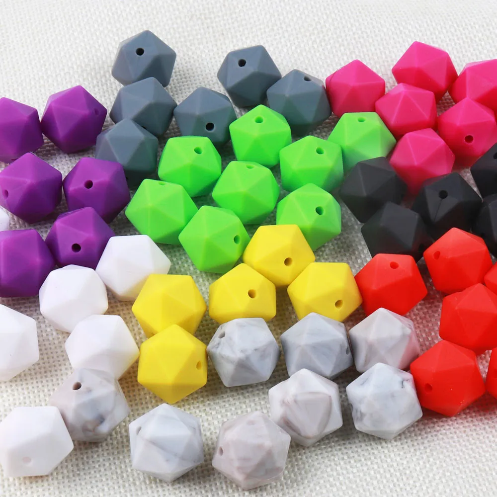 Food Grade  Silicone Beads BAP Free Multi-color Multi-Type Baby Teething  Silicone  Hexagon  Beads