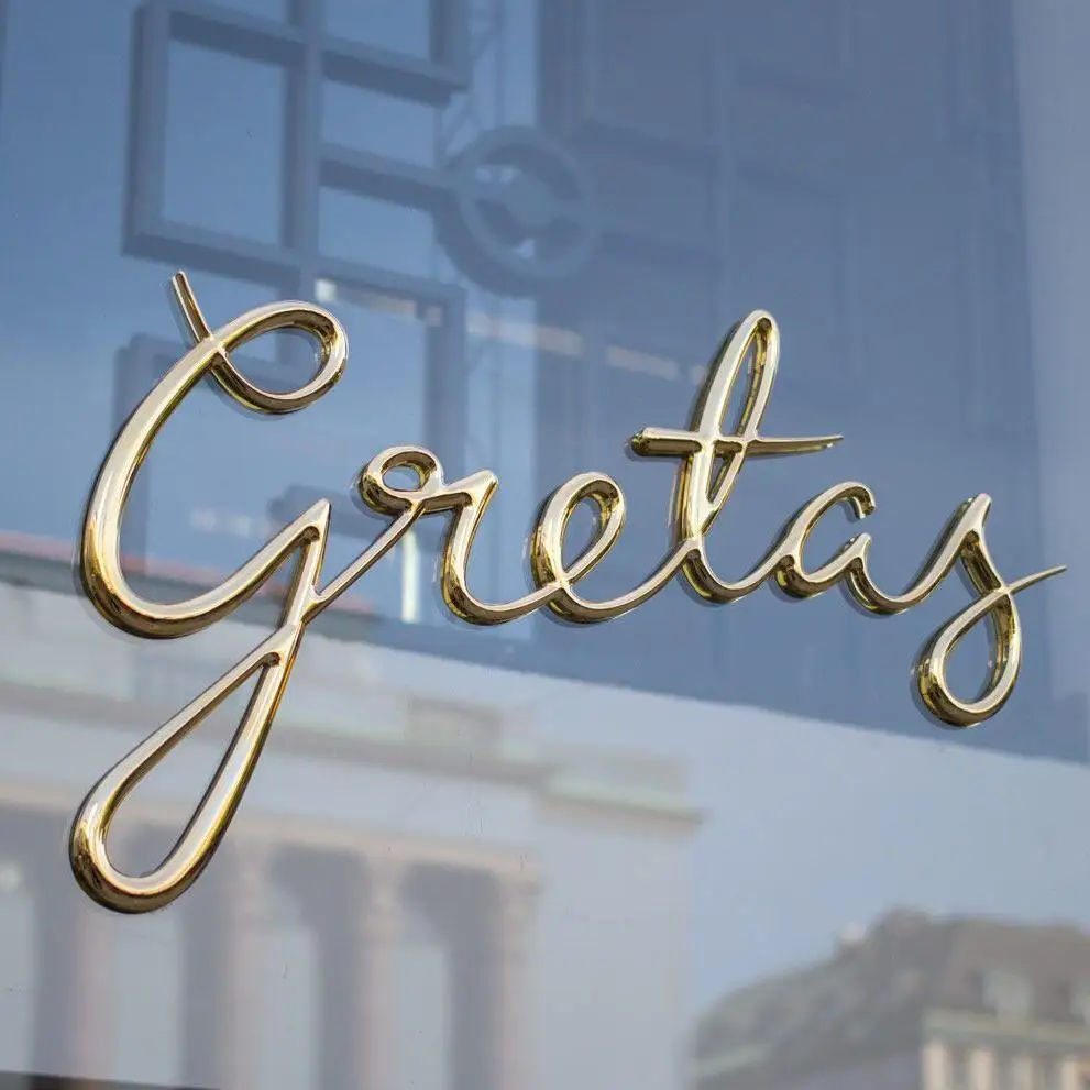 Customized Golden Stainless Steel Channel Letter Sign 3D Metal Name For Company