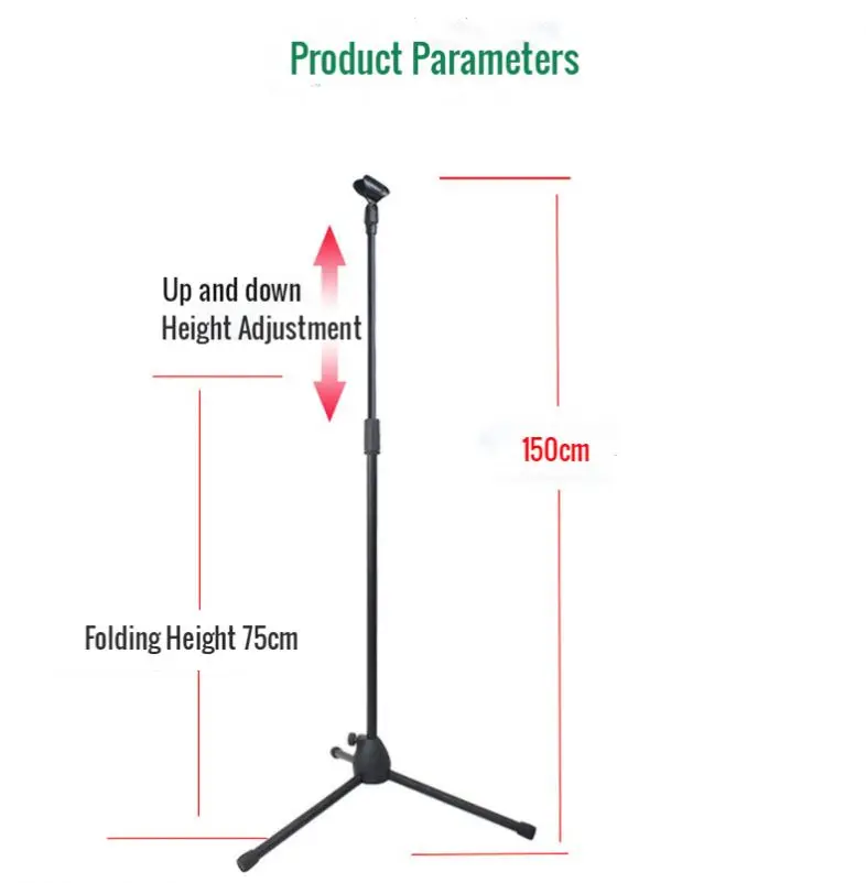OEM Professional Studio Adjustable Mic Stands Clip Mike Stand Floor Tripod Microphone Holder Microphone Stand
