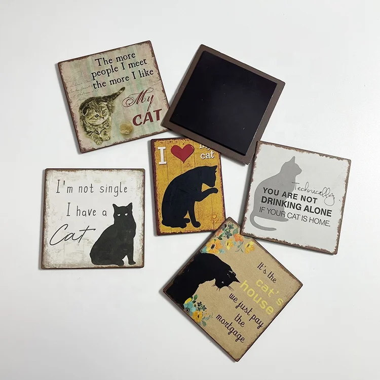 Mini Tin Sign With Magnet For Kitchen Dog Fridge Magnet Retro Metal Fridge Magnet