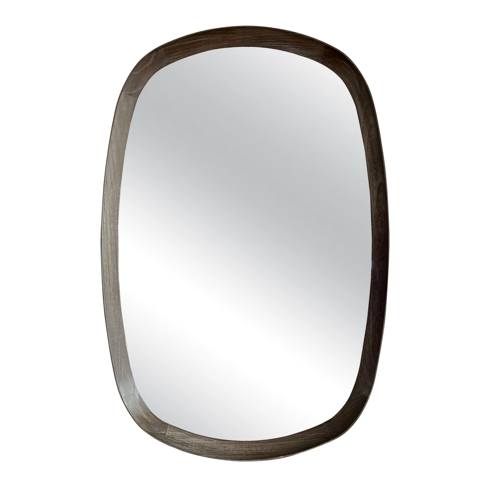 Simple Natural Wooden Mirror Frame Wall Mounted Irregular Mirrors for Livingroom