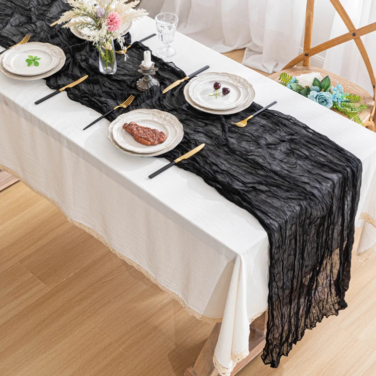 Wholesale Modern Popular Hotel Party Wedding Christmas Festival Decorative Table Runner Cheesecloth Wedding Arch Gauze Fabric