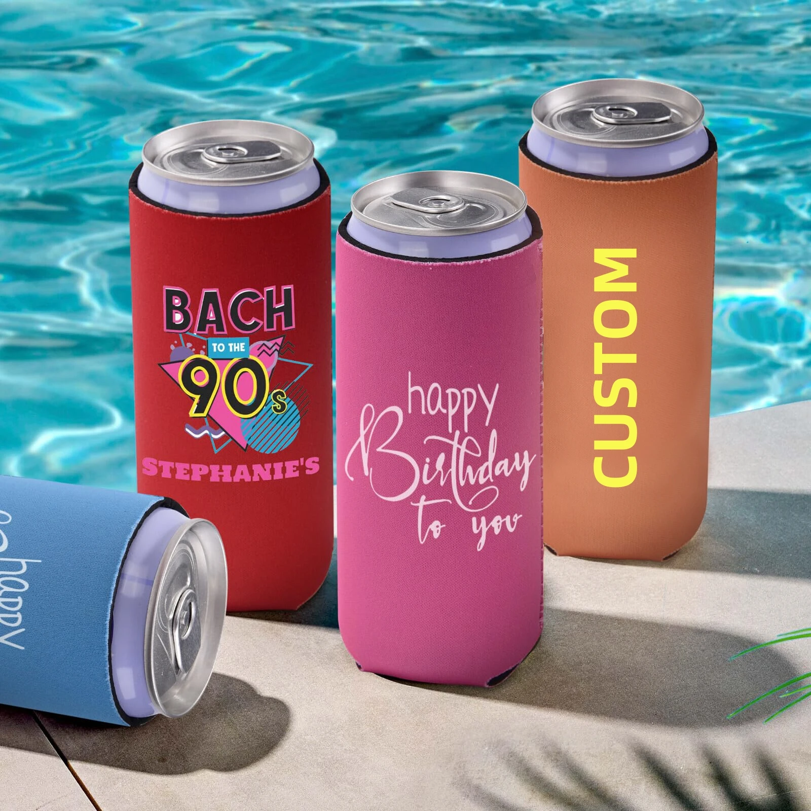 Custom Cans Coolers Customizable Signature Name Personalized Beer Sleeves Your Own Drink Cooler Bag With Picture Text Logo