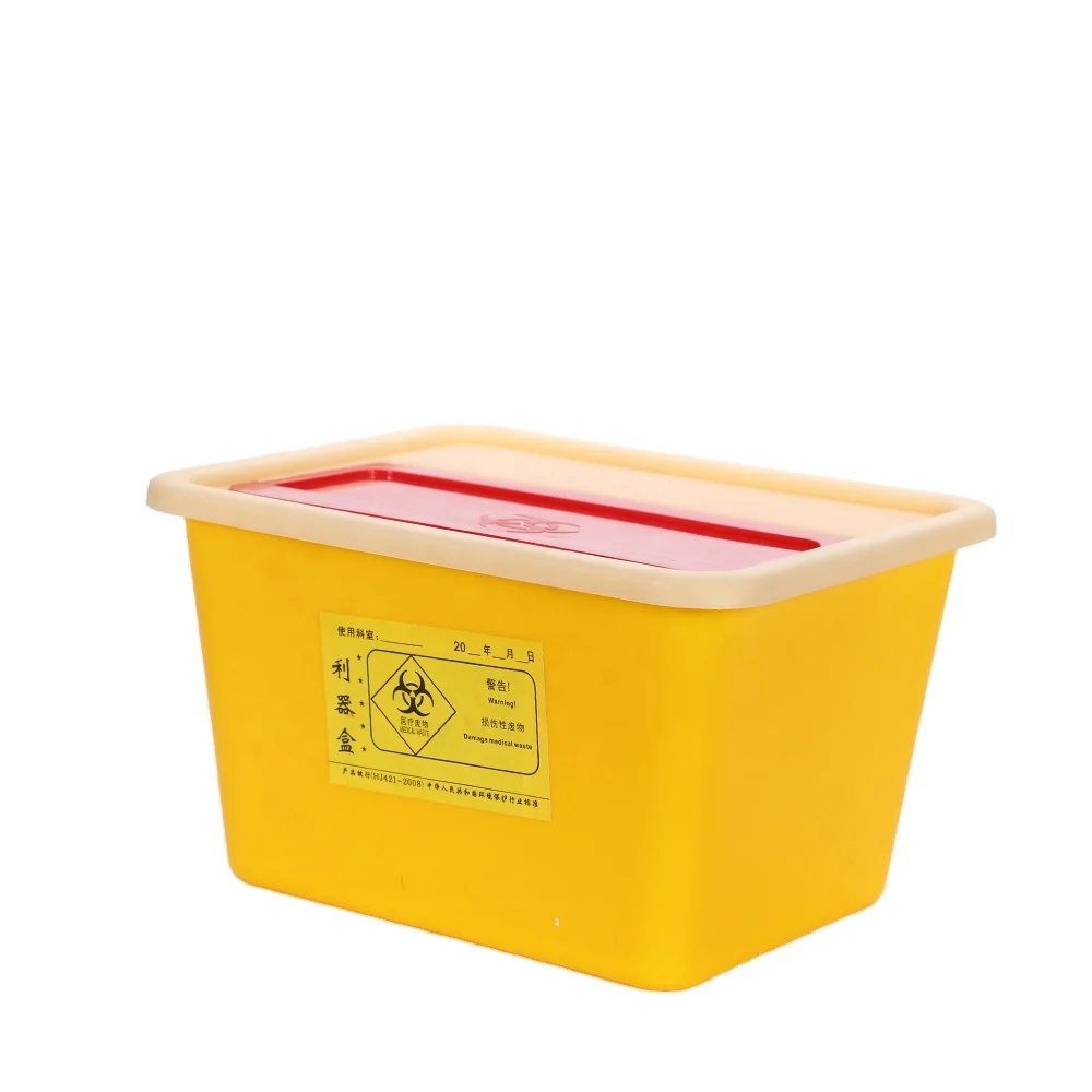 Flip open Lid 5L Sharp Disposable Container Square Medical Waste Safety Box of Syringe Needle Box