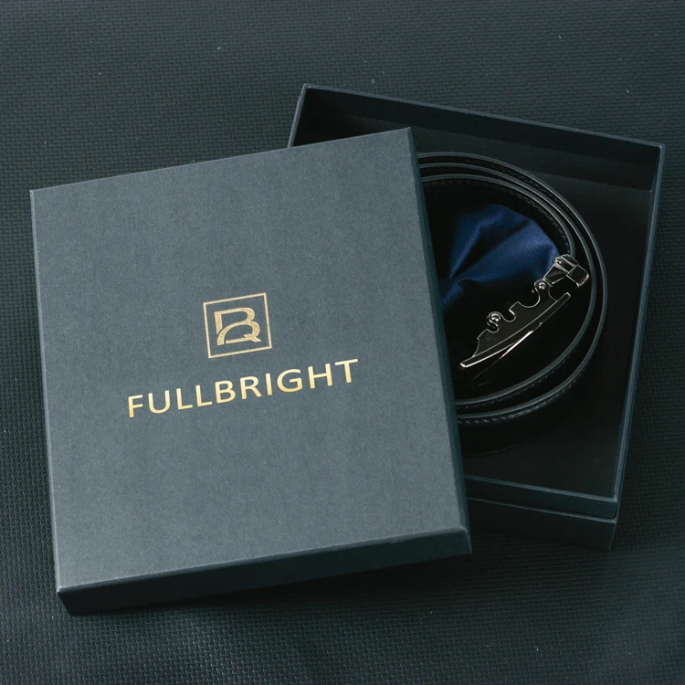 Custom Recyclable Luxury Rigid Lid And Base Paper Box Man Gift Present Belts Ties Packaging Black Paper Boxes