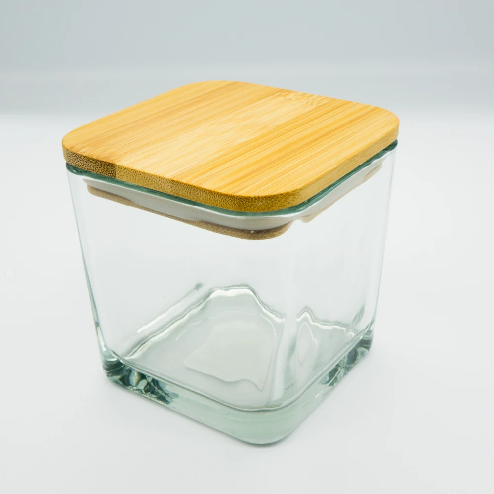 Factory direct Custom lids dark wooden bottle stopper cap square wood bamboo lid for candle jars