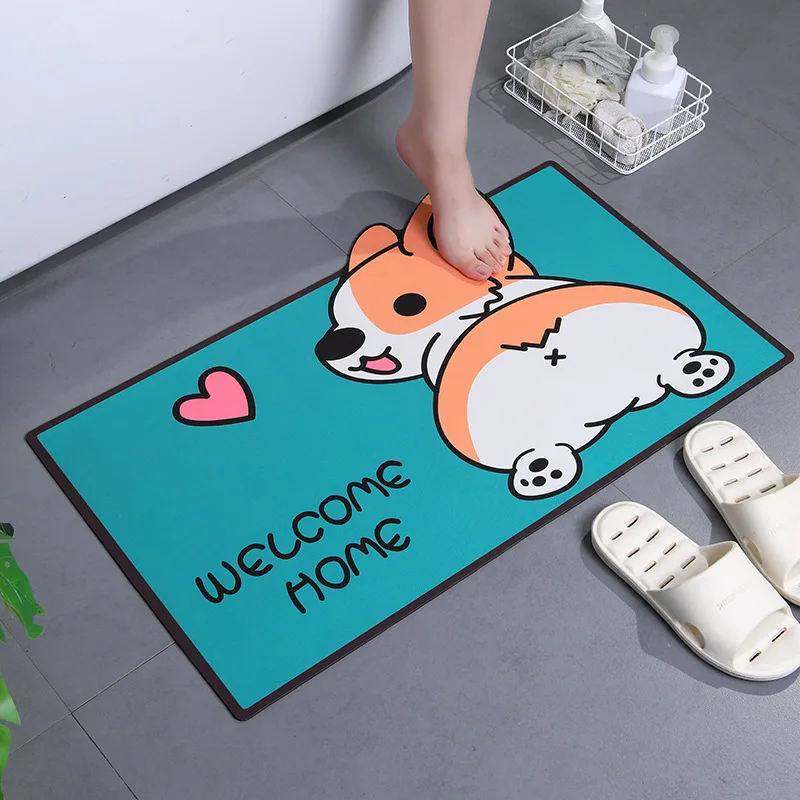 New cartoon diatom mud floor mat household absorbent quick-drying bathroom non-slip mat bathroom door entrance carpet