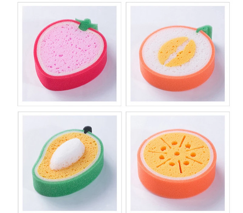 Cleaner Washing Dish Bowl Tools Soft Sponge Cute Fruit Shape Sponge For heavy duty kitchen