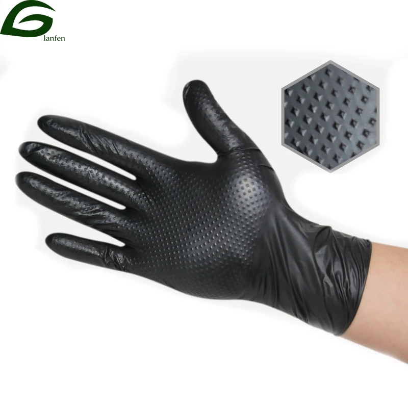 Cheap black thickened and drilled  nitrile   glove for car repair and Household glove home cleaning work