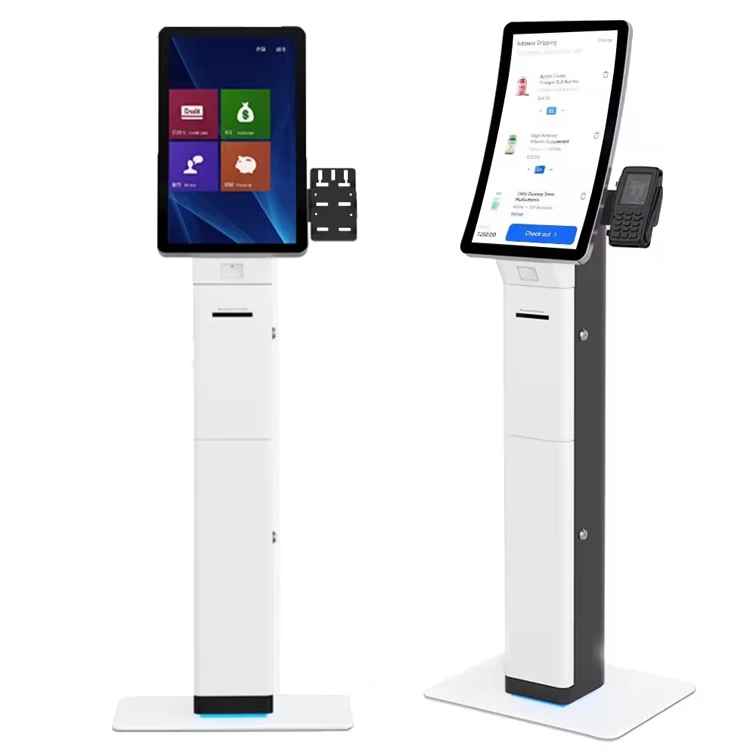 32 Inch Restaurant Automatic Touch Screen Curved LCD Unattended Self Ordering Self Service Payment Kiosk Machine Android Linux