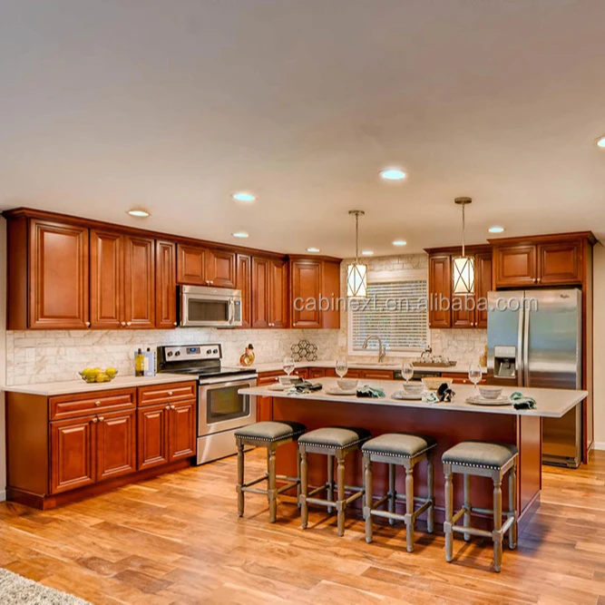 Cabinetry Factory Custom Make American Classic Designs Solid Wood Modular Kitchen Cabinets