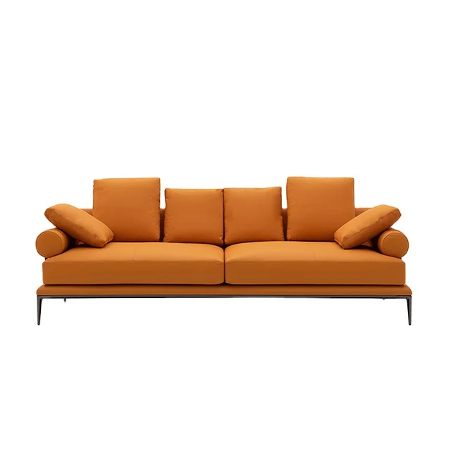 Innovative Design Italian Furniture Set Modern Sofa Luxury 2 Seater Modular Straight Shaped Couch Genuine Leather Sofa